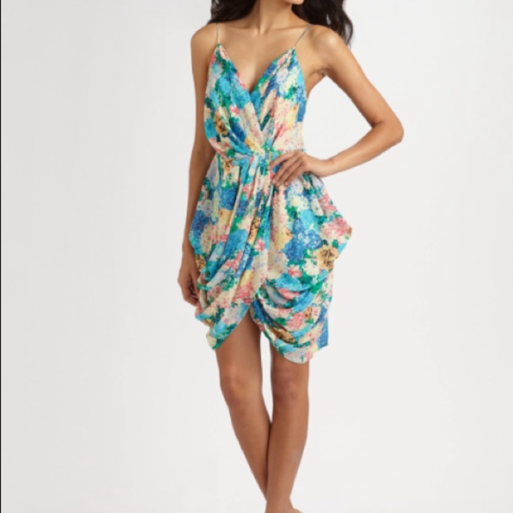 Zimmermann Multicolor Floral Draped Silk-Blend Mini Dress
